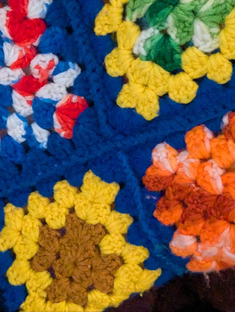 Vintage Granny Square Crochet Afghan Throw Blanket Bold Color Cottagecore - Picture 4 of 8